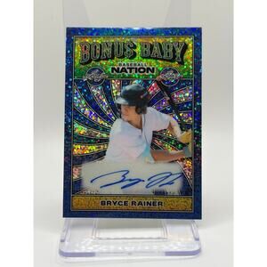 2025 Leaf Baseball Nation Bryce Rainer Bonus Baby Blue Sparkle Auto /7 SP Tigers